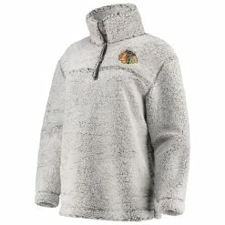 Brand new 🎉 Women's G-III 4Her By Carl Banks Gray Chicago Blackhawks Sherpa Quarter-Zip Pullover Jacket 🎁 -activewear Sales unnamed file 451