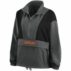 New 😀 Women's WEAR By Erin Andrews Charcoal Baltimore Orioles Packable Half-Zip Jacket ✔️ -activewear Sales unnamed file 455
