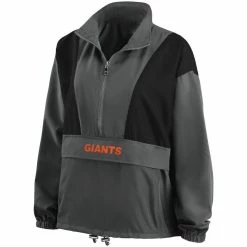 Best Sale 😀 Women's WEAR By Erin Andrews Charcoal San Francisco Giants Packable Half-Zip Jacket 👍 -activewear Sales unnamed file 491