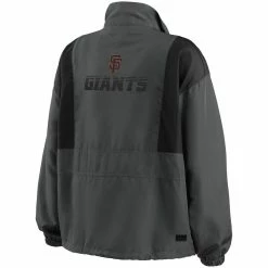 Best Sale 😀 Women's WEAR By Erin Andrews Charcoal San Francisco Giants Packable Half-Zip Jacket 👍 -activewear Sales unnamed file 492