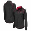 Outlet 🔔 Women's Colosseum Heathered Black Ohio State Buckeyes Bikram Raglan Quarter-Zip Jacket ❤️