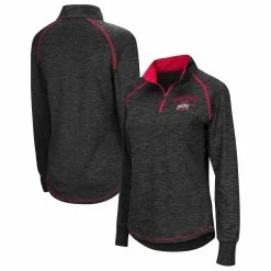 Outlet 🔔 Women's Colosseum Heathered Black Ohio State Buckeyes Bikram Raglan Quarter-Zip Jacket ❤️