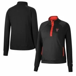 Cheapest 👍 Women's Colosseum Black Texas Tech Red Raiders Kipling Raglan Quarter-Snap Top 😍 -activewear Sales unnamed file 546