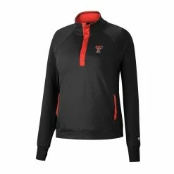 Cheapest 👍 Women's Colosseum Black Texas Tech Red Raiders Kipling Raglan Quarter-Snap Top 😍 -activewear Sales unnamed file 547