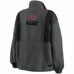 Best deal 🛒 Women's WEAR By Erin Andrews Charcoal Cincinnati Reds Packable Half-Zip Jacket 🤩 -activewear Sales unnamed file 552