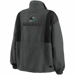 Wholesale 🥰 Women's WEAR By Erin Andrews Charcoal San Jose Sharks Popover Packable Half-Zip Jacket ❤️ -activewear Sales unnamed file 556