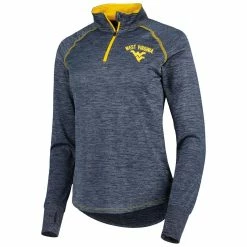 Buy 🌟 Women's Colosseum Navy West Virginia Mountaineers Bikram 1/4 Zip Long Sleeve Jacket 🥰 -activewear Sales unnamed file 567