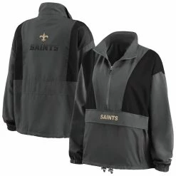 Best reviews of 💯 Women's WEAR By Erin Andrews Charcoal New Orleans Saints Popover Packable Half-Zip Jacket 🤩