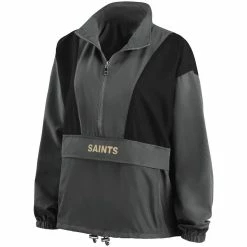 Best reviews of 💯 Women's WEAR By Erin Andrews Charcoal New Orleans Saints Popover Packable Half-Zip Jacket 🤩 -activewear Sales unnamed file 586