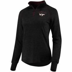 Budget 🛒 Women's Colosseum Black Virginia Tech Hokies Bikram 1/4 Zip Long Sleeve Jacket 🎁 -activewear Sales unnamed file 639