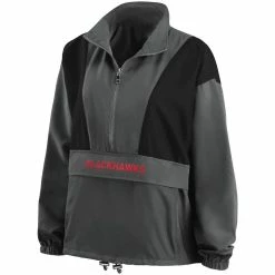 Buy 🥰 Women's WEAR By Erin Andrews Charcoal Chicago Blackhawks Popover Packable Half-Zip Jacket 🔔 -activewear Sales unnamed file 741