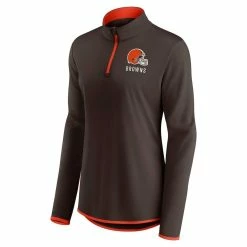 Best Sale 🎁 Women's Fanatics Branded Brown Cleveland Browns Worth The Drive Quarter-Zip Top 👏 -activewear Sales unnamed file 757