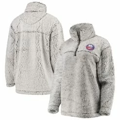 Cheapest 🧨 Women's G-III 4Her By Carl Banks Gray New York Islanders Sherpa Quarter-Zip Pullover Jacket 🛒