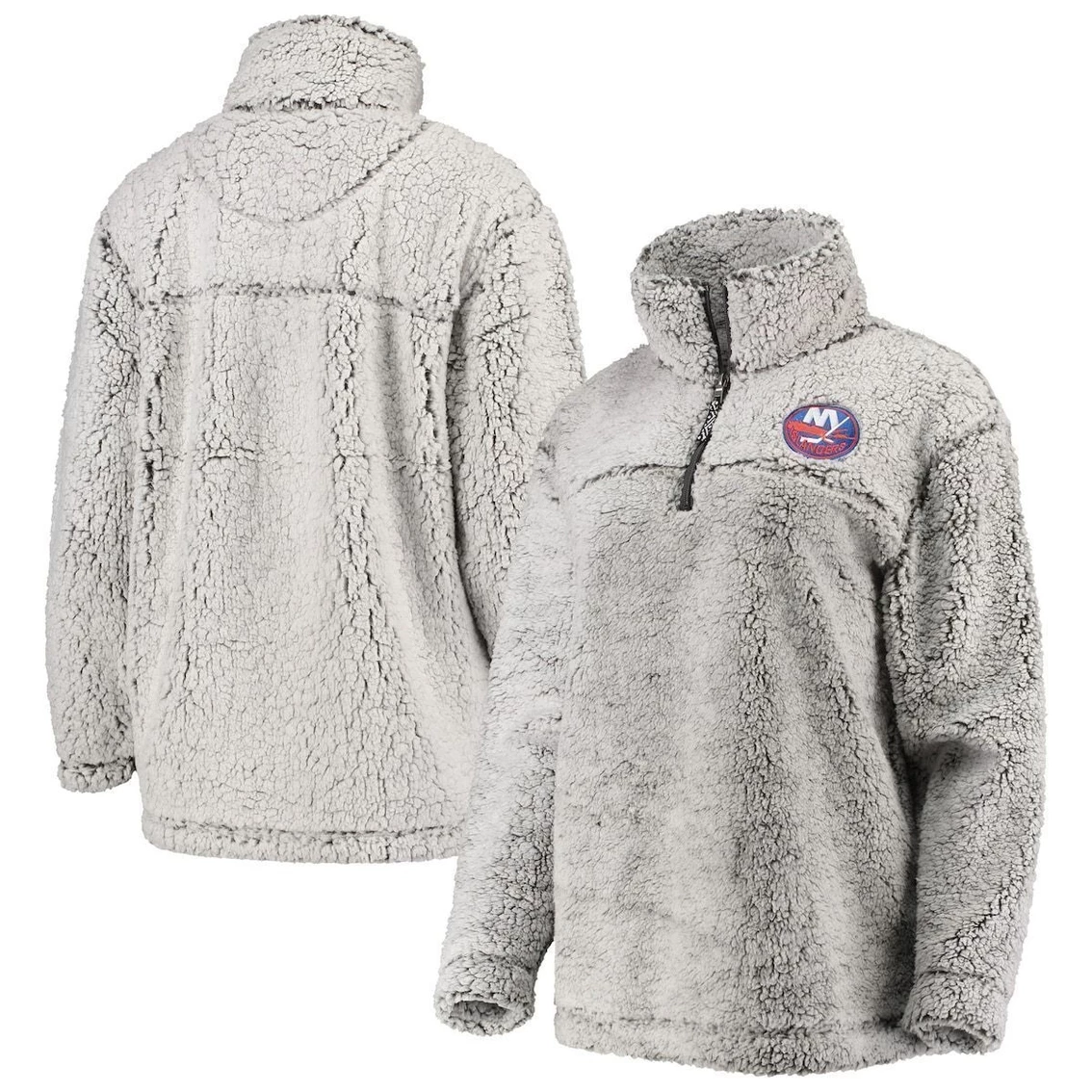 Cheapest 𧨠Women's G-III 4Her By Carl Banks Gray New York Islanders Sherpa Quarter-Zip Pullover Jacket π 2 Cheapest 𧨠Women's G-III 4Her By Carl Banks Gray New York Islanders Sherpa Quarter-Zip Pullover Jacket π - Image 2