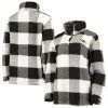 Wholesale 🧨 Women's G-III 4Her By Carl Banks Black Baltimore Ravens Sherpa Plaid Quarter-Zip Jacket 🔥