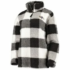 Wholesale 🧨 Women's G-III 4Her By Carl Banks Black Baltimore Ravens Sherpa Plaid Quarter-Zip Jacket 🔥 -activewear Sales unnamed file 801