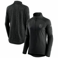 Hot Sale 🌟 Women's Fanatics Branded Black/Heathered Charcoal Vegas Golden Knights Authentic Pro Travel & Training Raglan Quarter-Zip Jacket ✔️ -activewear Sales unnamed file 808