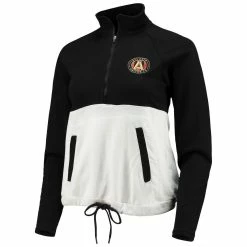 Hot Sale 😀 Women's Antigua Black/White Atlanta United FC Harbor Raglan Half-Zip Jacket 😀 -activewear Sales unnamed file 816
