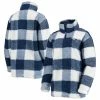 Outlet 🔔 Women's G-III 4Her By Carl Banks Navy New England Patriots Sherpa Plaid Quarter-Zip Jacket 💯