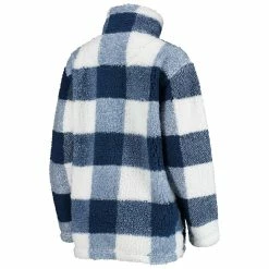 Outlet 🔔 Women's G-III 4Her By Carl Banks Navy New England Patriots Sherpa Plaid Quarter-Zip Jacket 💯 -activewear Sales unnamed file 821