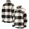 Promo 👏 Women's G-III 4Her By Carl Banks Black/White San Jose Sharks Plaid Sherpa Quarter-Zip Jacket 🎁