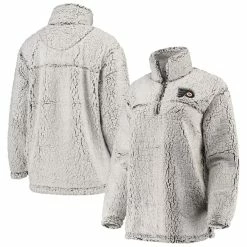 Coupon ⌛ Women's G-III 4Her By Carl Banks Gray Philadelphia Flyers Sherpa Quarter-Zip Pullover Jacket ⭐