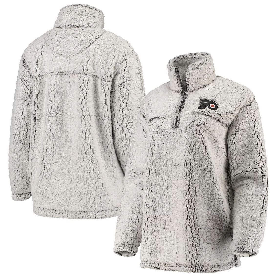 Coupon ⌛ Women's G-III 4Her By Carl Banks Gray Philadelphia Flyers Sherpa Quarter-Zip Pullover Jacket ⭐ 1 Coupon ⌛ Women's G-III 4Her By Carl Banks Gray Philadelphia Flyers Sherpa Quarter-Zip Pullover Jacket ⭐