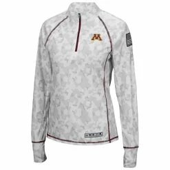 Cheapest 😍 Women's Colosseum White Minnesota Golden Gophers OHT Military Appreciation Officer Arctic Camo 1/4-Zip Jacket 👏 -activewear Sales unnamed file 898