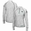 Best deal 🤩 Women's Colosseum White Michigan State Spartans OHT Military Appreciation Officer Arctic Camo 1/4-Zip Jacket 🎁