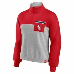 Cheapest 👍 Women's Fanatics Branded Red/Heather Gray St. Louis Cardinals Iconic Cinch Waist Quarter-Zip Top 🧨 -activewear Sales unnamed file 925