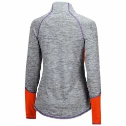 Best Sale 🎉 Women's Colosseum Heathered Gray/Orange Clemson Tigers Color Block Space-Dye Raglan Quarter-Zip Top 🎁 -activewear Sales unnamed file 938