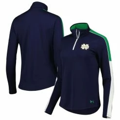 Coupon 👍 Women's Under Armour Navy Notre Dame Fighting Irish Team Tech Mesh Performance Quarter-Zip Jacket 😀