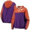 New 🔥 Women's ZooZatz Purple Clemson Tigers Chevron Swishy Quarter-Zip Hoodie Jacket 😀