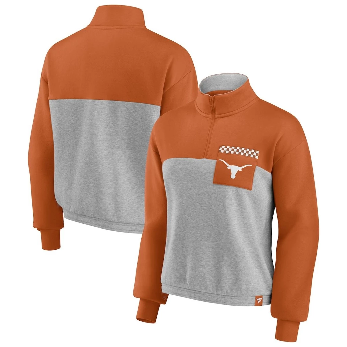 Top 10 ⭐ Women's Fanatics Branded Texas Orange/Heathered Gray Texas Longhorns Sideline To Sideline Colorblock Quarter-Zip Jacket ✔️ 2 Top 10 ⭐ Women's Fanatics Branded Texas Orange/Heathered Gray Texas Longhorns Sideline To Sideline Colorblock Quarter-Zip Jacket ✔️ - Image 2