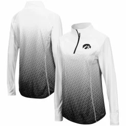 Promo 🎁 Women's Colosseum Black Iowa Hawkeyes Magic Ombre Quarter-Zip Raglan Jacket 😀