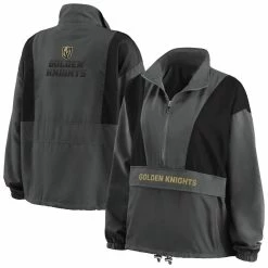 Buy 🔔 Women's WEAR By Erin Andrews Charcoal Vegas Golden Knights Popover Packable Half-Zip Jacket 🔔