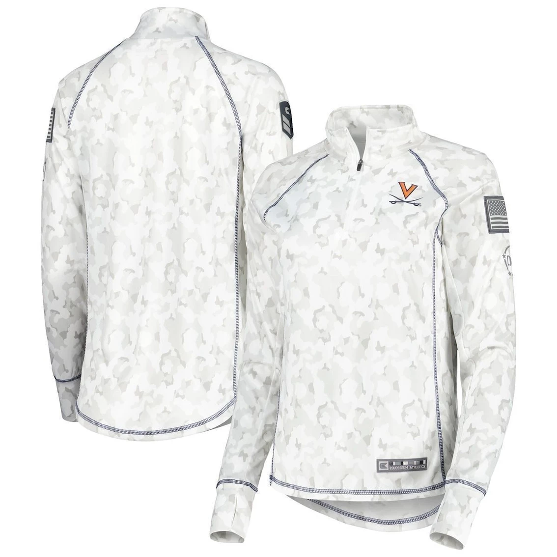 Deals β€οΈ Women's Colosseum White Virginia Cavaliers Operation Hat Trick Military Appreciation Officer Arctic Camo Raglan Quarter-Zip Jacket π€© 1 Deals β€οΈ Women's Colosseum White Virginia Cavaliers Operation Hat Trick Military Appreciation Officer Arctic Camo Raglan Quarter-Zip Jacket π€©